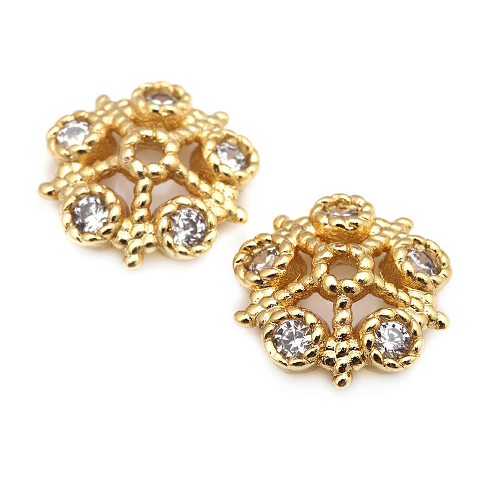 18K Gold Color Brass and Zirco - Flower Supplies 评论和价格