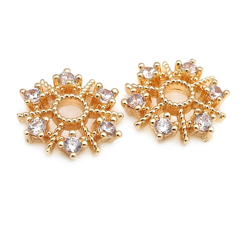 18K Gold Color Brass and Zirco - Flower Supplies 评论和价格