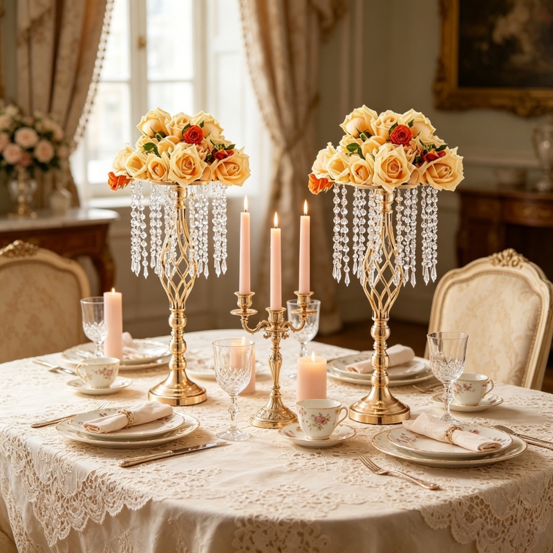 Elegant Tall Gold Crystal Flow - Florist Supply Vases 评论和价格