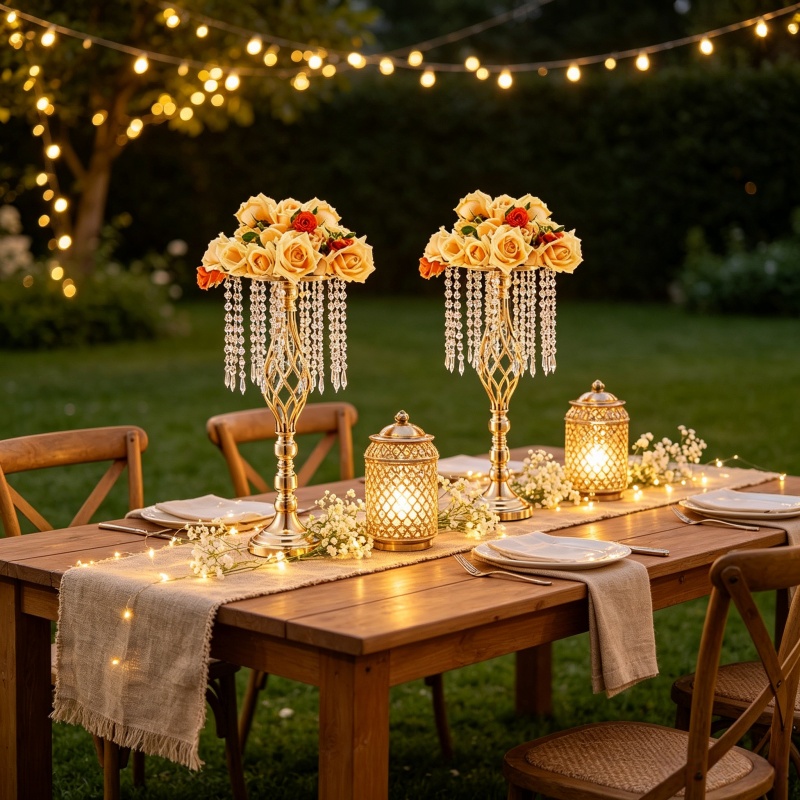 Elegant Tall Gold Crystal Flow - Florist Supply Vases 评论和价格