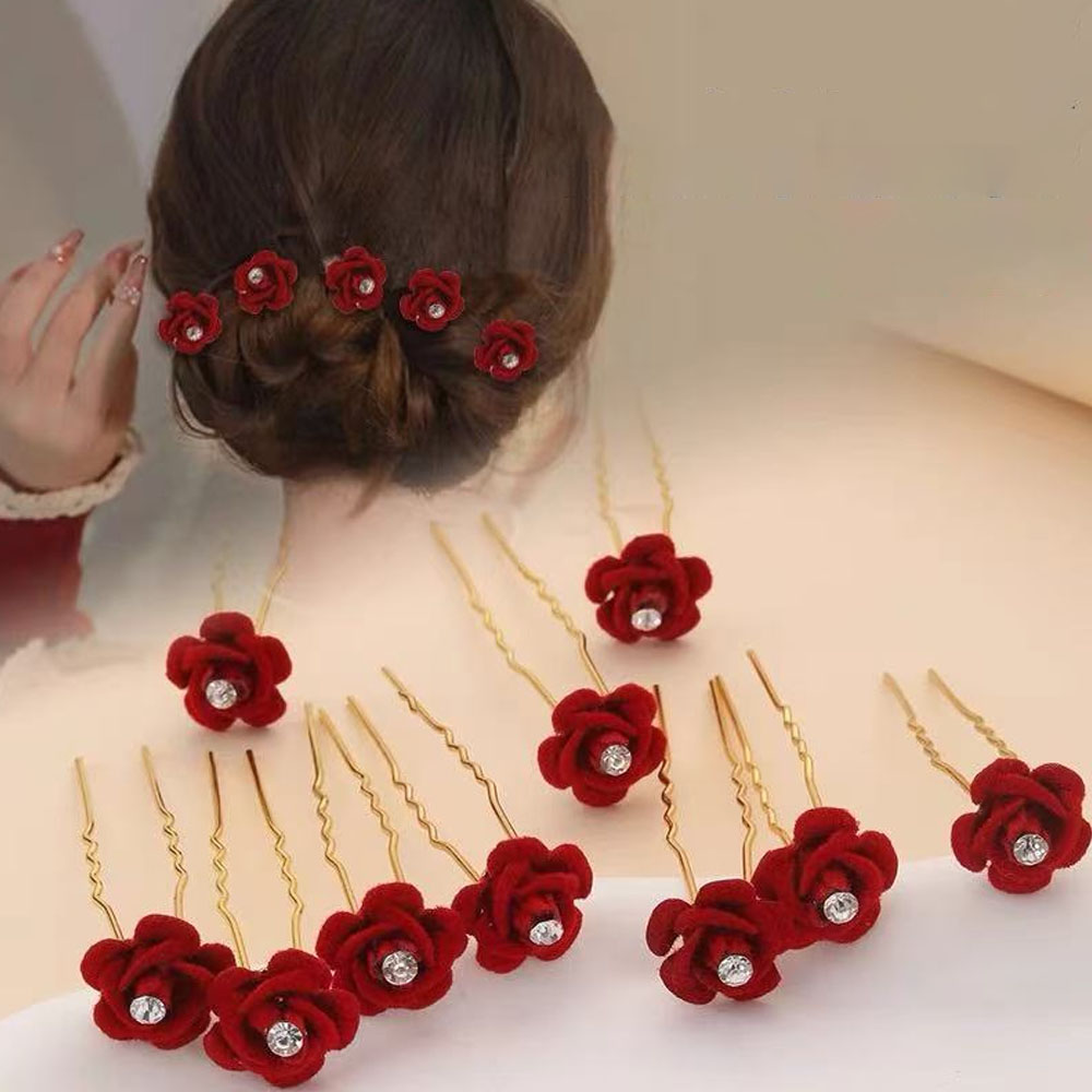 10Pcs Rose Hair Accessories We - Flower Supplies 评论和价格