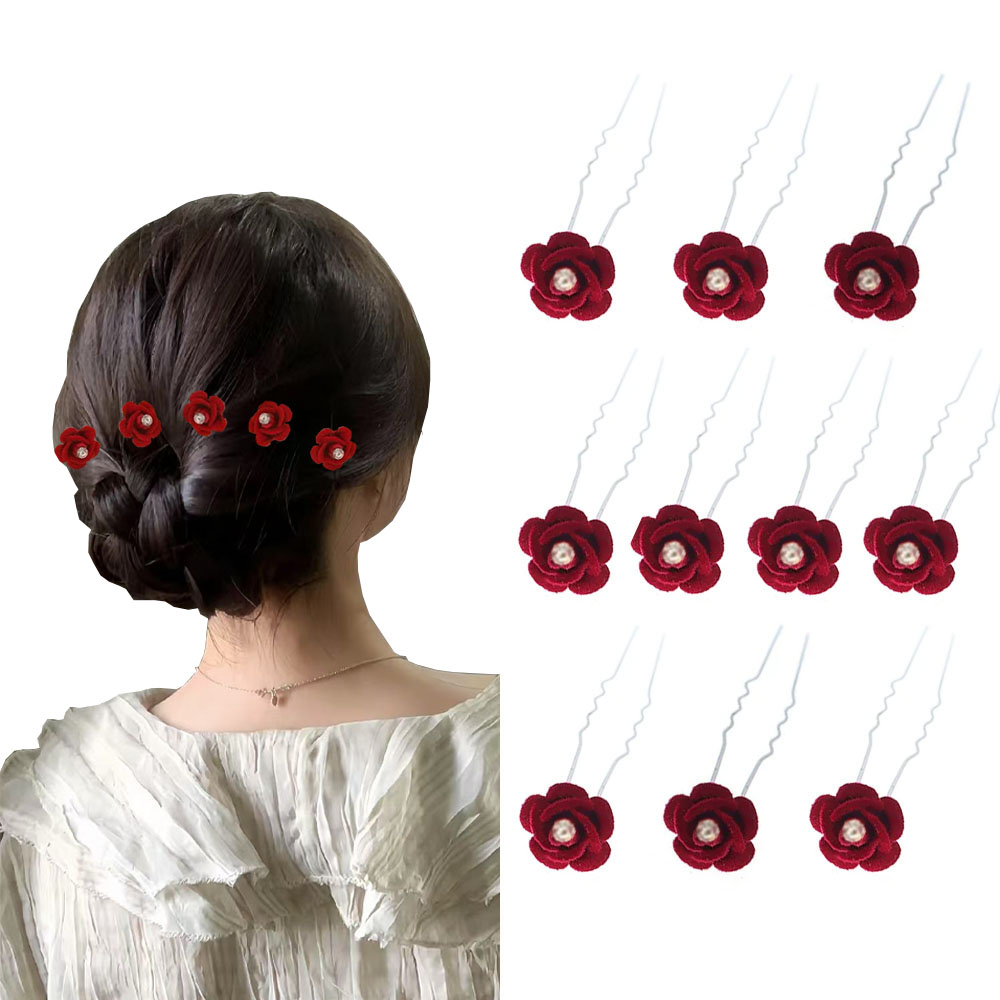 10Pcs Rose Hair Accessories We - Flower Supplies 评论和价格