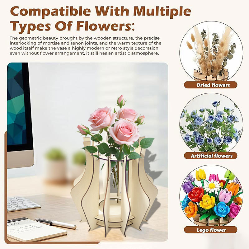 Wooden Puzzle Vase For Bouquet - Florist Supply Vases 评论和价格