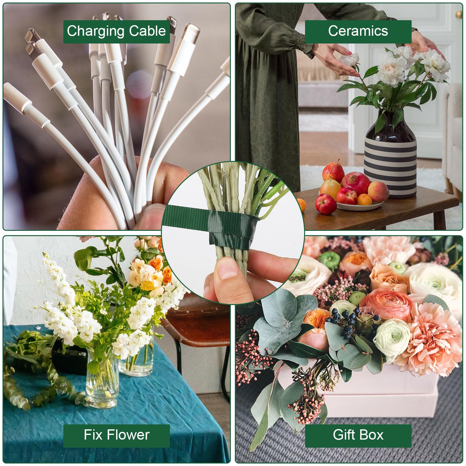 30M high adhesive seamless wat - Floral Tape Green 评论和价格