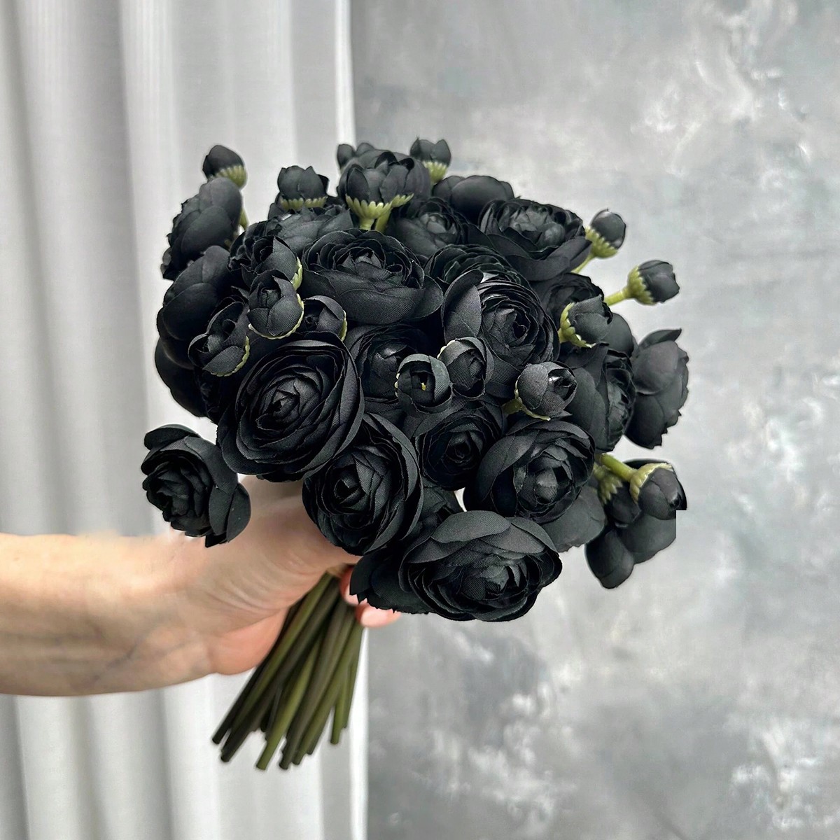 Mini Black Ranunculus Artifici - Dried Flower Bunch 评论和价格