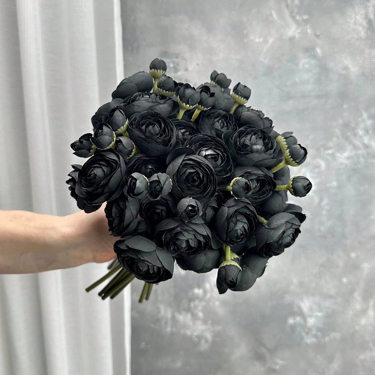 Mini Black Ranunculus Artifici - Dried Flower Bunch 评论和价格