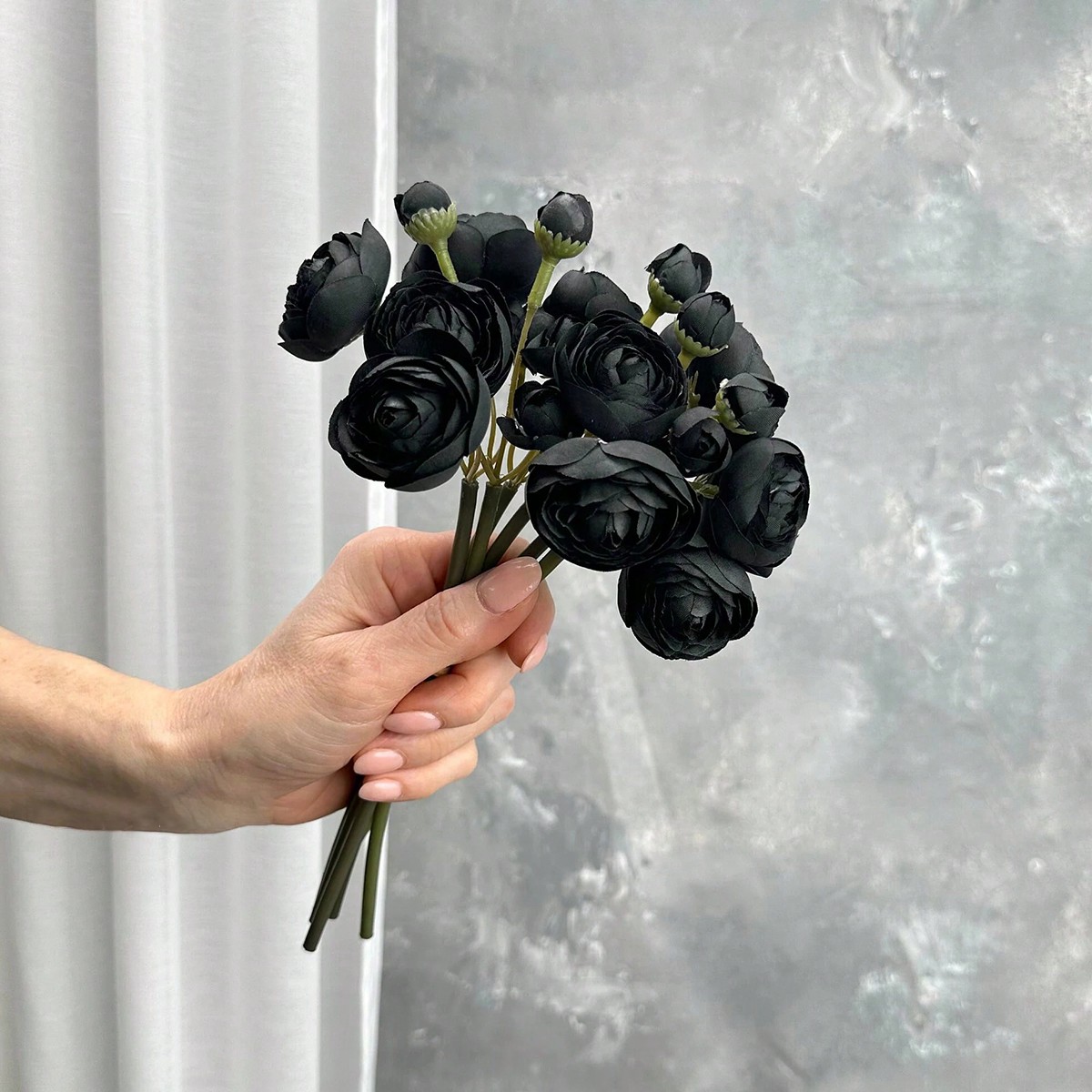 Mini Black Ranunculus Artifici - Dried Flower Bunch 评论和价格