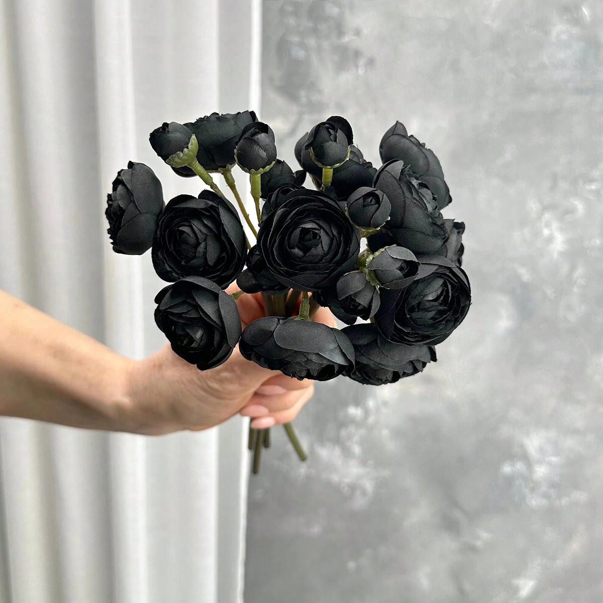 Mini Black Ranunculus Artifici - Dried Flower Bunch 评论和价格