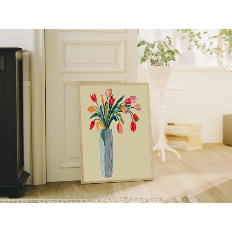 2pcs Tulip Flowers Canvas Wall - Florist Supply Vases 评论和价格