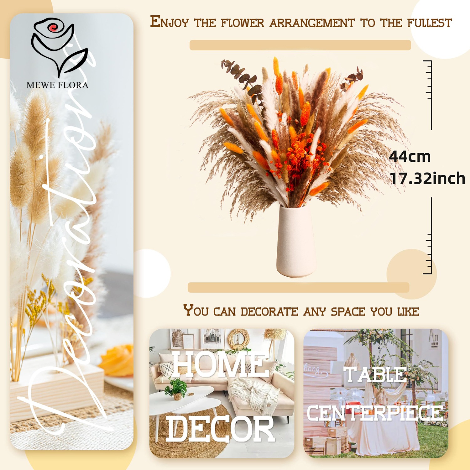 Dried Natural Flowers Pampas B - Dried Flower Bunch 评论和价格